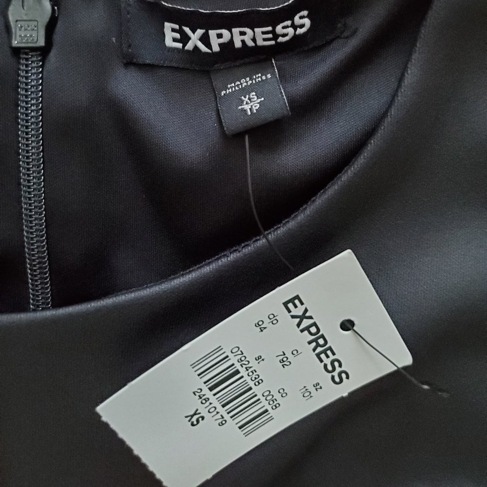 Express Puff Sleeve Vegan Leather Dress Black XS - Picture 6 of 6